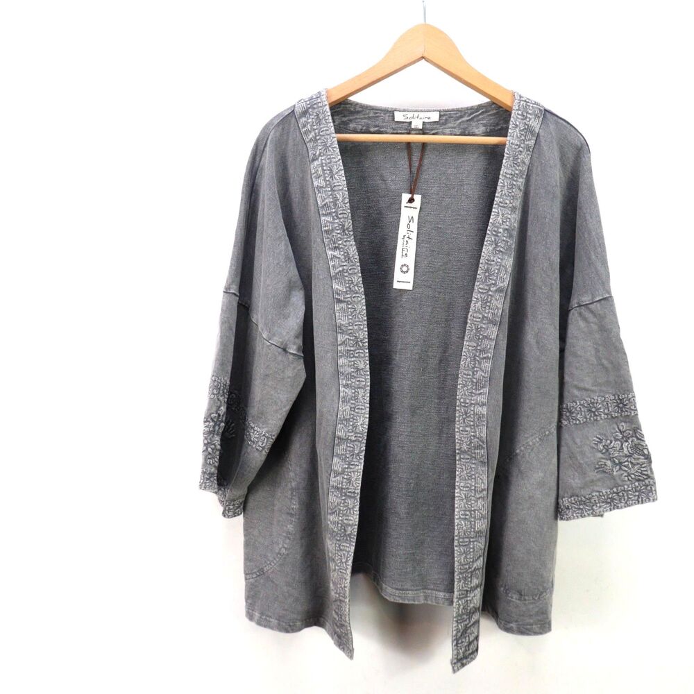 NWT Solitaire boho cardigan gray Large